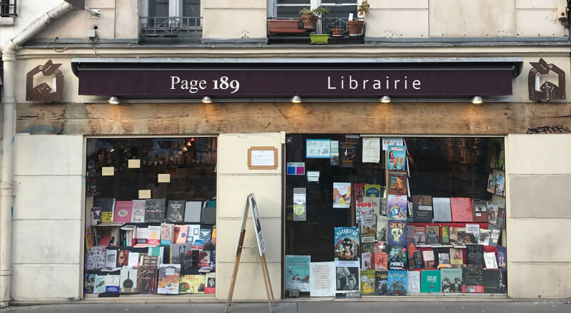 La librairie Page189 rue du faubourg Saint Antoine à Paris 11.