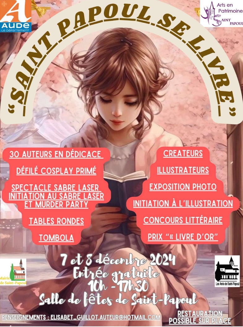 Lieu et horaires du 3ème salon du livre de Saint Papoul