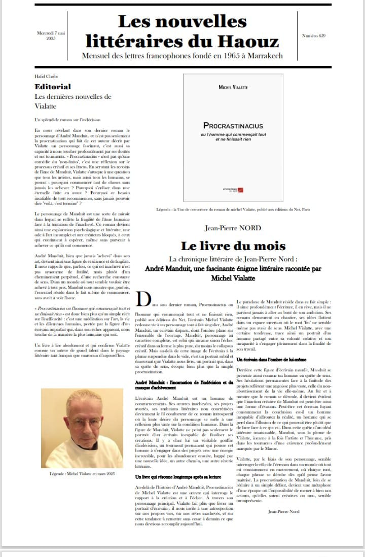 Une chronique littéraire consacrée au roman Procrastinacius